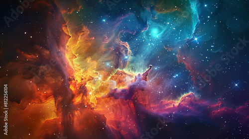 Cosmic Kaleidoscope Journeying Through Nebula Burst's Colorful Depths © Neural