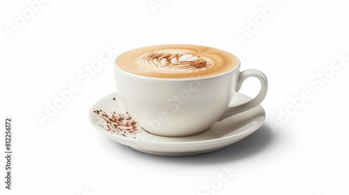 Cup of Coffee on Saucer on White Background