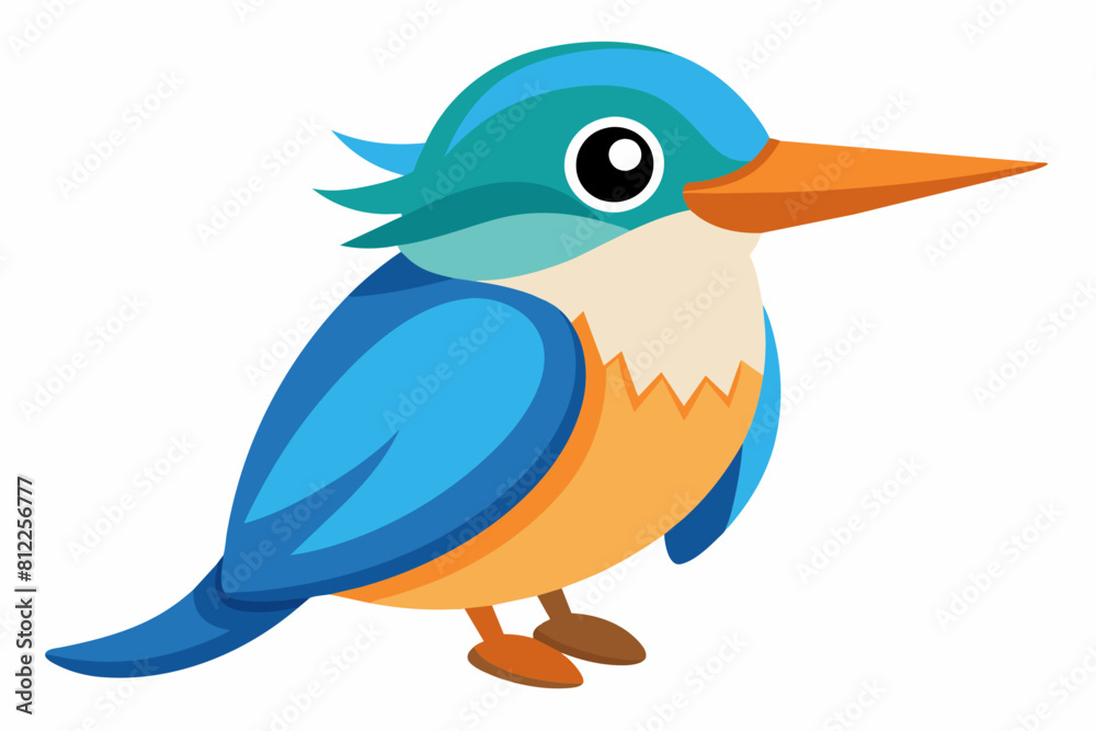 kingfisher bird cartoon vector illustration