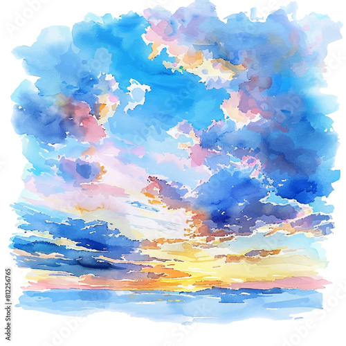 sky vector illustration in watercolor style 