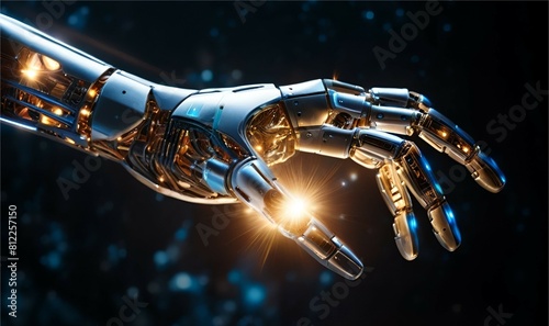 New technology trends in 2024 concept. Initiative innovation and technology. Digital and technology transformation in business and industry. 3D rendering AI robot and human hand on digital background