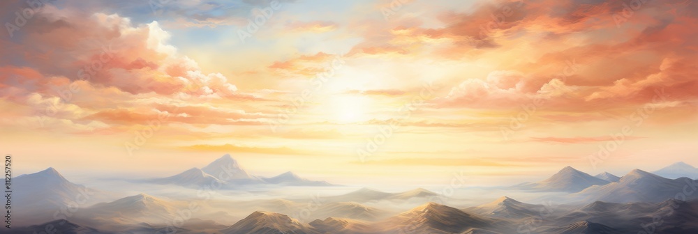 Mountain Landscape Under Colorful Dawn Sky. Mountains At Sunrise