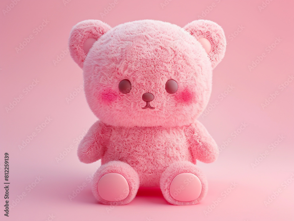 Cute kawaii squishy bear plush toy with realistic texture. 
