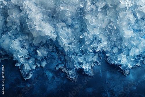 An abstract image that showcases the dark blue icy textures resembling the inside of a mystical frozen cave