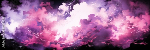 Surreal Storm Of Colorful Clouds In Abstract Painting. Cloudscape In Pink And Purple Swirls. Digital Artwork. Generative AI