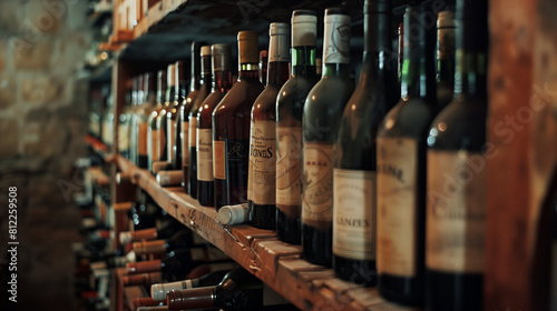 Assorted Bottles of Wine on a Shelf