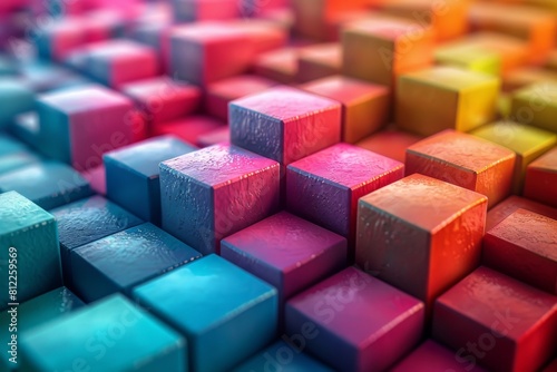 A beautiful gradient display of colored 3D blocks forming a cohesive and aesthetically pleasing pattern
