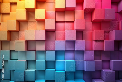 A stunning 3D backdrop featuring textured blocks in gradient shades that exhibit depth and modernity