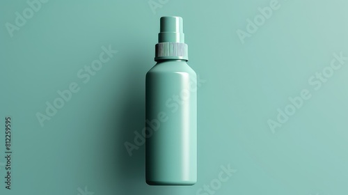 A bottle of shampoo is sitting on a green background