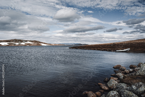 Lake and mountains on the Hardangervidda plateau in Norway