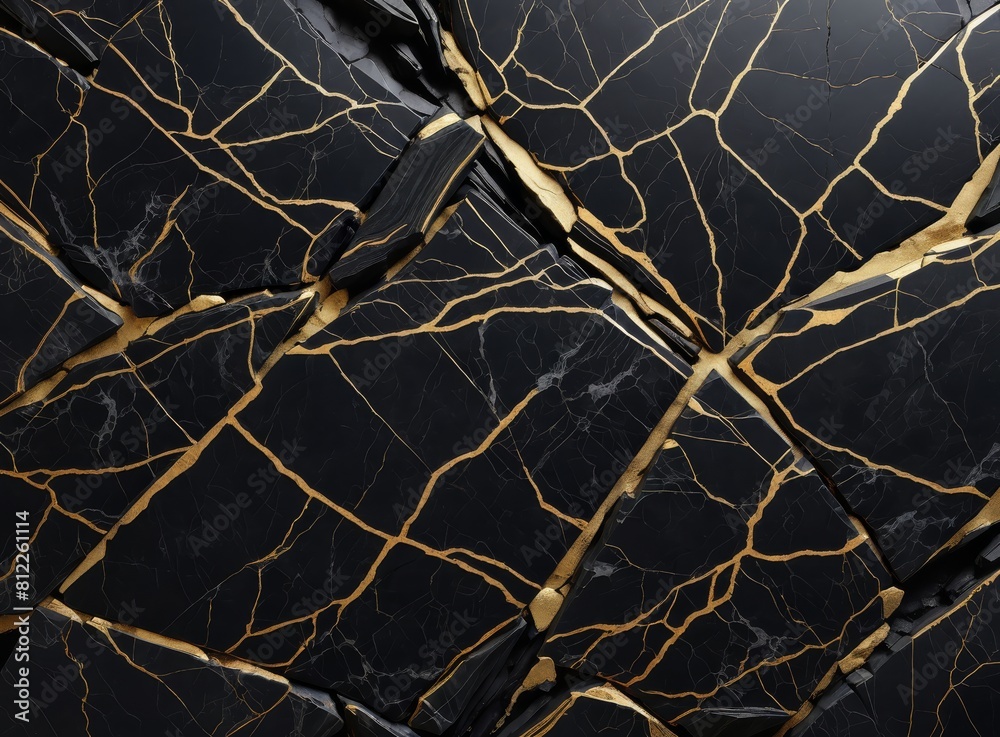 Background of black and grey marble with gold and cracks Background of black and grey marble with gold and cracks