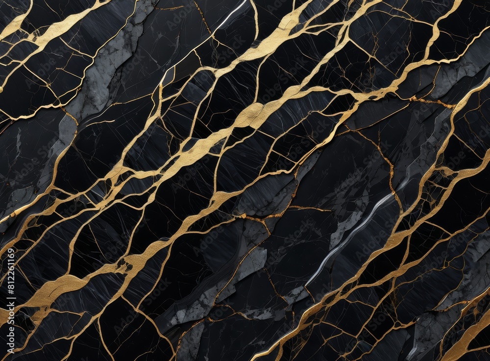 Background of black and grey marble with gold and cracks Background of black and grey marble with gold and cracks