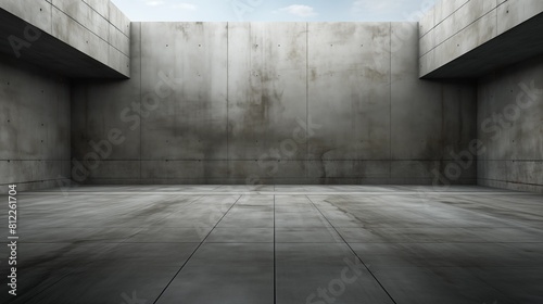 Minimalistic and Modern Concrete Room with Shadows and Ambient Light