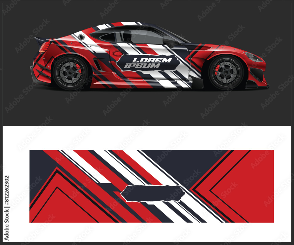 Car wrap racing livery vector. Abstract stripe racing background for pickup truck