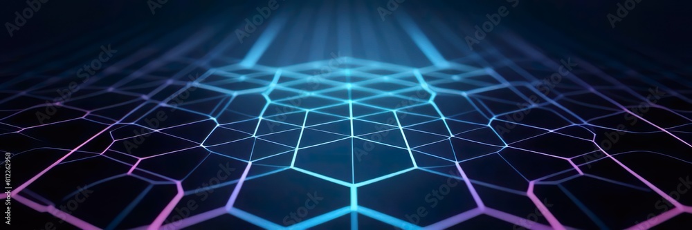 Fototapeta premium Create a detailed description of the hex background concept within the context of networking, focusing on its relevance, applications, and implications