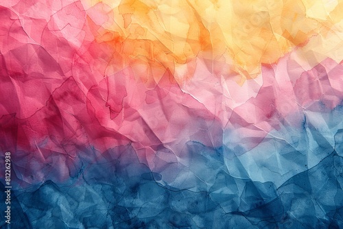 A beautiful gradient on crumpled paper transitioning from pink to blue