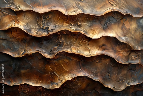 An artistic macro shot of textured copper tones that reflect light beautifully and create a warm ambiance