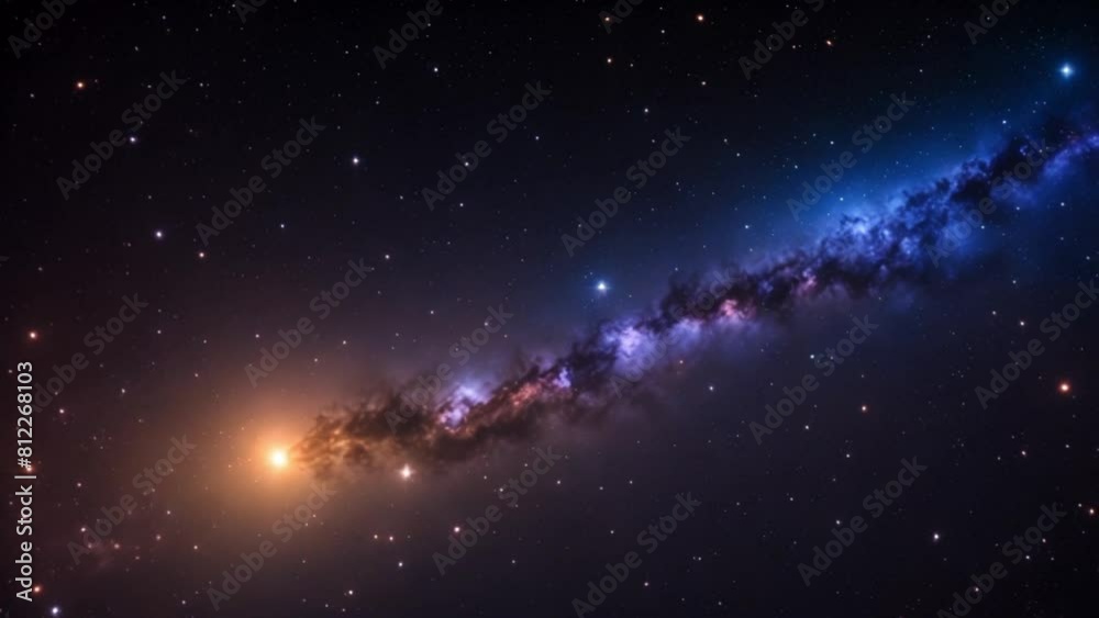 Vast outer space with twinkling, colorful stars scattered across a deep, dark blue sky. Bright nebulas swirl in the distance, adding a magical glow Vast outer space with twinkling, colorful stars scattered across a deep, dark blue sky. Bright nebulas swirl in the distance, adding a magical glow