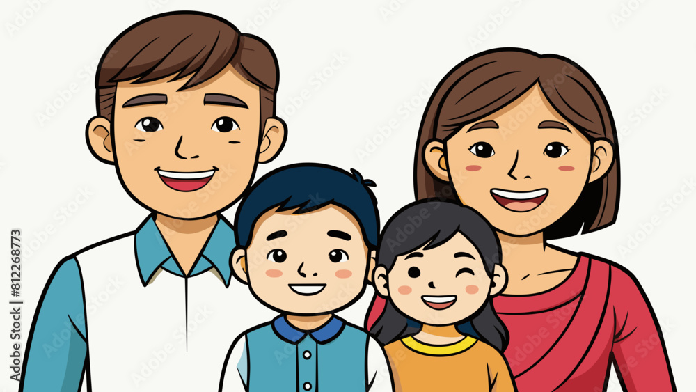 asian happy family dad mom daughter and son tog cartoon vector illustration asian happy family dad mom daughter and son tog cartoon vector illustration