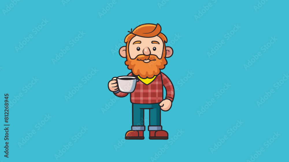 bearded man is holding a cup of tea cartoon vector illustration bearded man is holding a cup of tea cartoon vector illustration