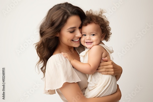 Joyful mother holding her smiling bab, Loving mother cradling her newborn