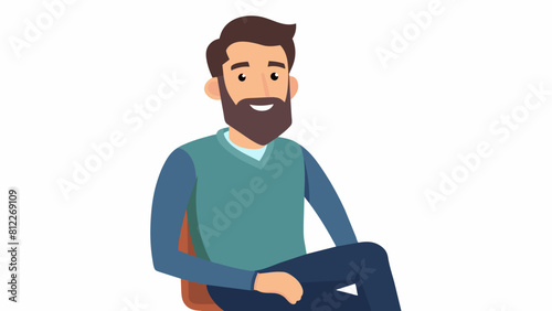 bearded smiling man dressed in casual clothes cartoon vector illustration