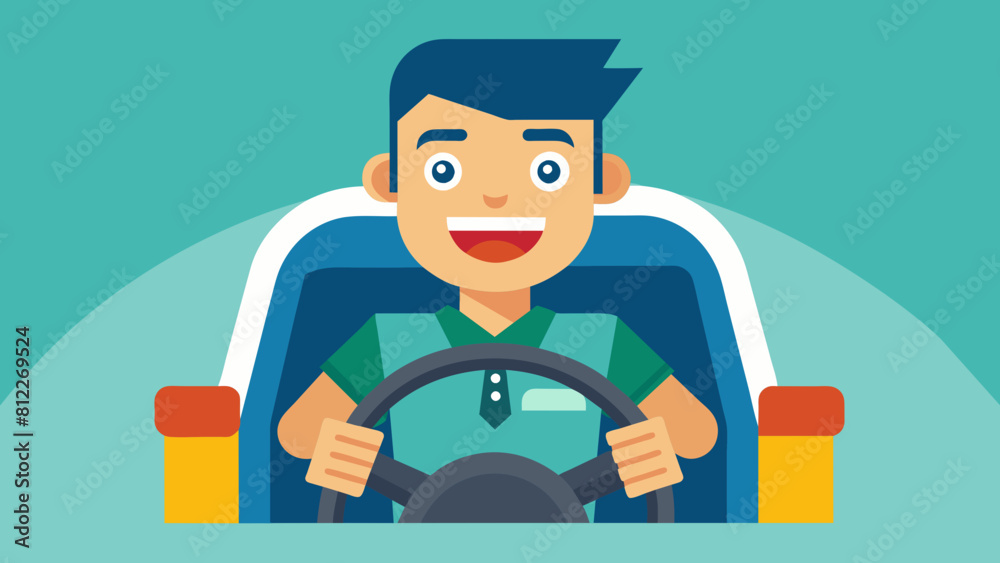 cheerful driver behind the wheel of a car cartoon vector illustration cheerful driver behind the wheel of a car cartoon vector illustration