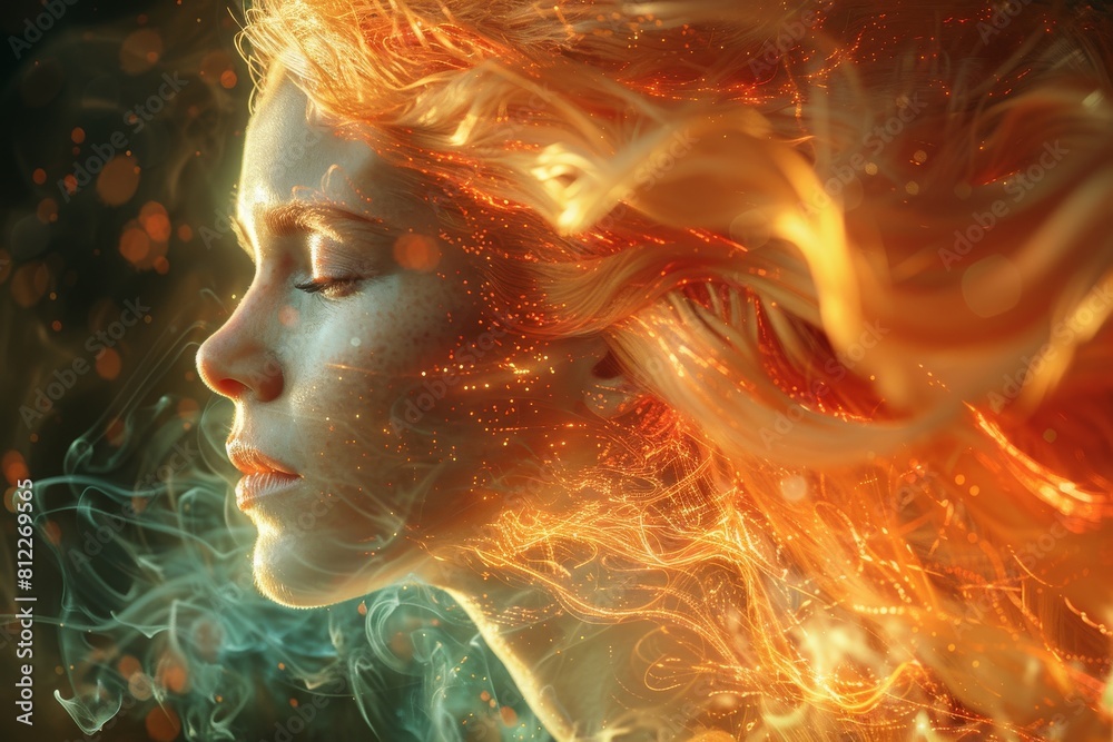 Abstract background with swirling smoke patterns and sparkles resembling fiery dance Abstract background with swirling smoke patterns and sparkles resembling fiery dance