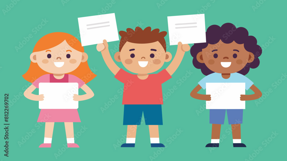children are holding placards for text a sheet cartoon vector illustration children are holding placards for text a sheet cartoon vector illustration