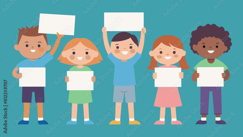 children are holding placards for text a sheet cartoon vector illustration children are holding placards for text a sheet cartoon vector illustration