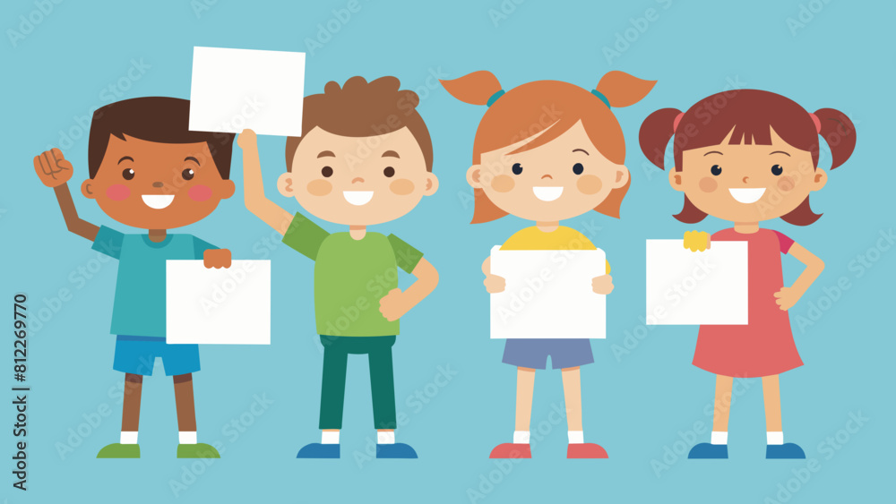 children are holding placards for text a sheet cartoon vector illustration children are holding placards for text a sheet cartoon vector illustration