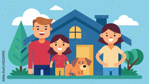  concept of the home of a young happy family dad cartoon vector illustration