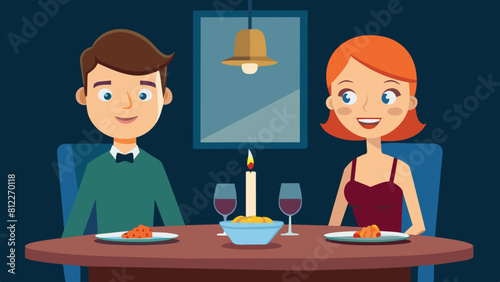 couple having dinner by candlelight man and woman cartoon vector illustration