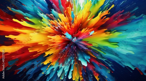 Wallpaper Mural Explosive burst of colors adds excitement to dark setting, Bold and vibrant splash of colors contrasts against dark backdrop. Torontodigital.ca