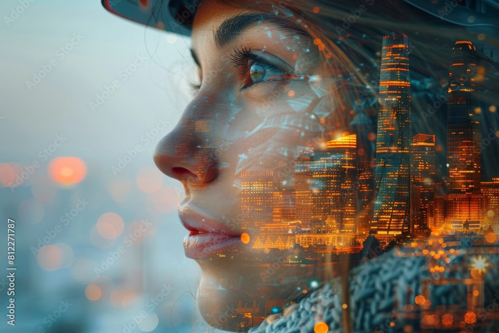The photo's focus is not available, but city lights and buildings in the background create an urban night scene The photo's focus is not available, but city lights and buildings in the background create an urban night scene