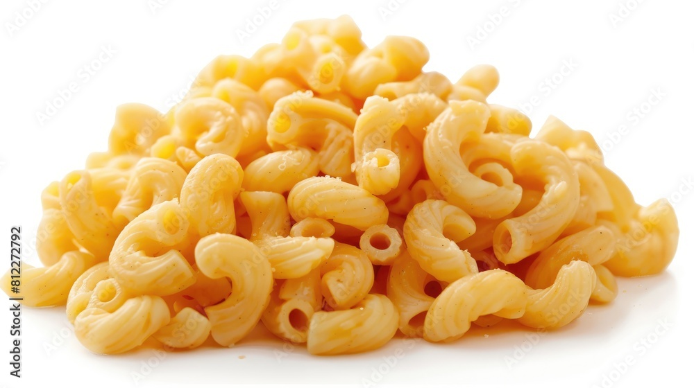 Close up image of a bunch of macaroni on a white background Close up image of a bunch of macaroni on a white background