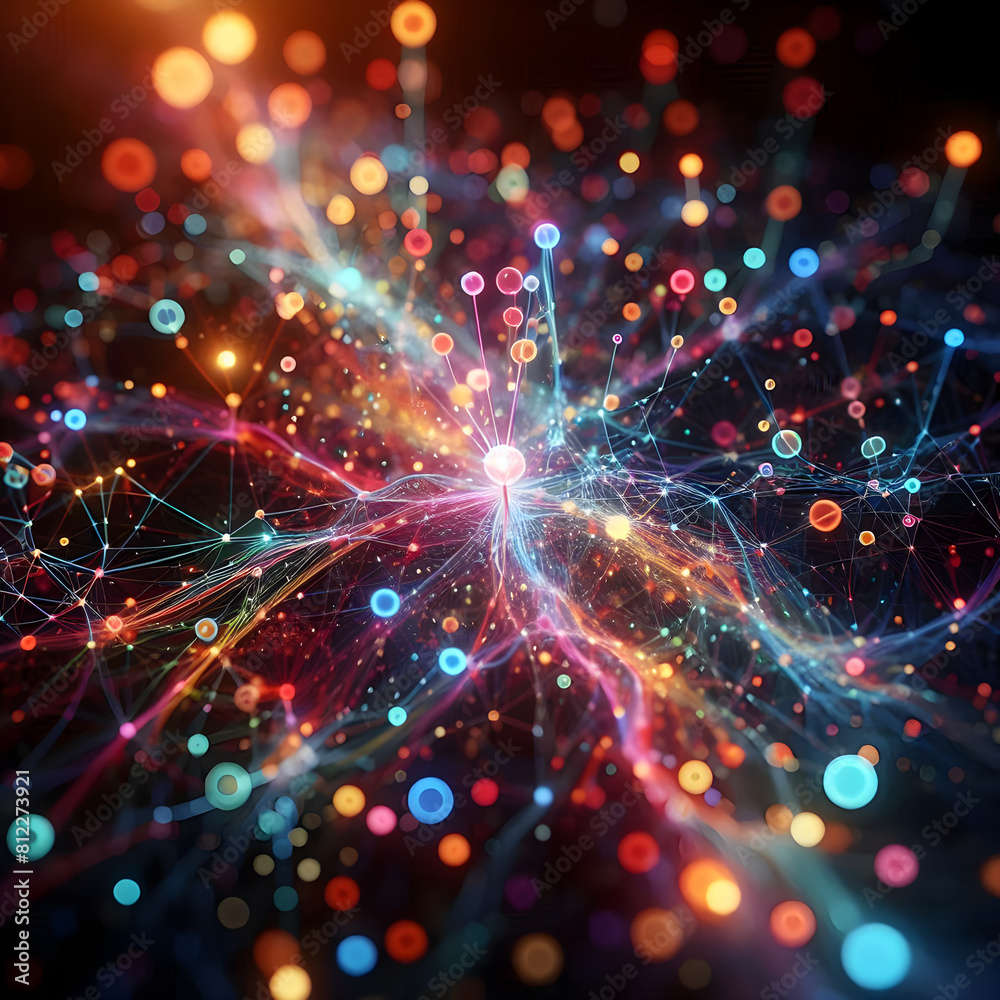 Neural Network Effect neural network, shine, technical, light, energy, blue, connect, code ...