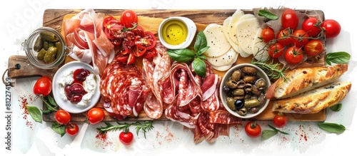 Plated Charcuterie Board with Fresh Ingredients Forming a Renaissance Style Still Life
