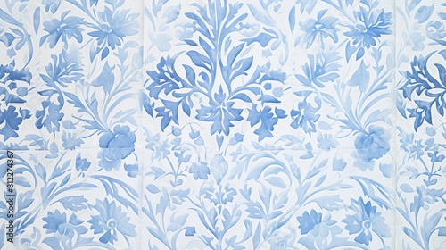 Elegant Blue and White Floral Pattern Wallpaper Design.