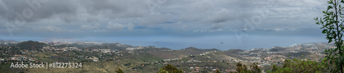 Panoramic view of Gran Canaria from the Pico de Bandama viewpoint in Gran Canaria , Spain