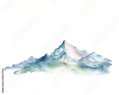blue mountains on a white background, watercolor close up illustration