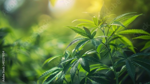 Vibrant Green Cannabis Leaves Close-Up