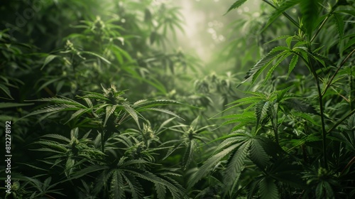 Vibrant Green Cannabis Leaves Close-Up