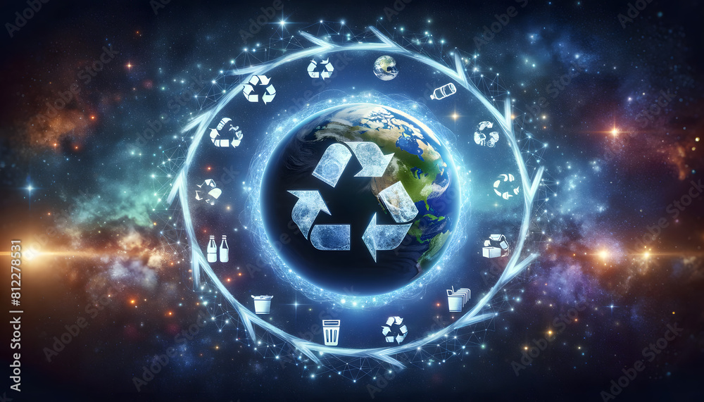 Obraz premium Global Recycling Loop: Earth's Sustainability
