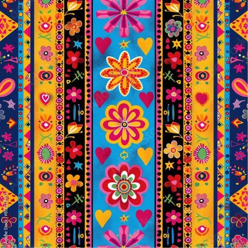 ndian seamless pattern, colorful indian truck art patterns in a vector