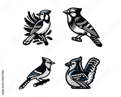 blue jay silhouette vector icon graphic logo ai generated design adorable bizarre mcurious illustrator logotype