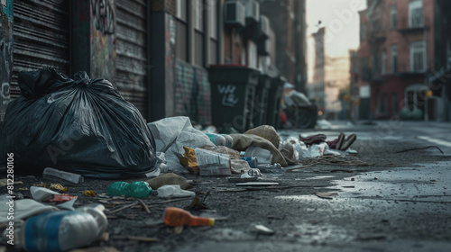 Street trash in the city, 