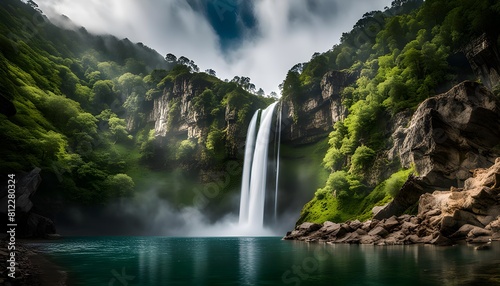 majestic waterfall in jungle
