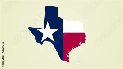 Texas state flag United States map outline zoom in animation