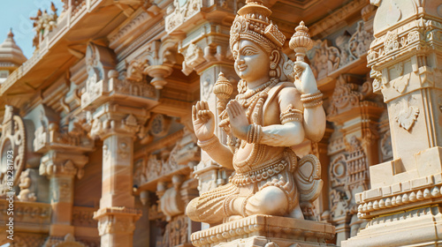 Scenic hindu statue with Akshardham Mahamandir